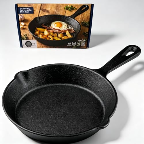 Pre-Seasoned Cast Iron Skillet Black 6 Inch Mini Frying Pan with Handle