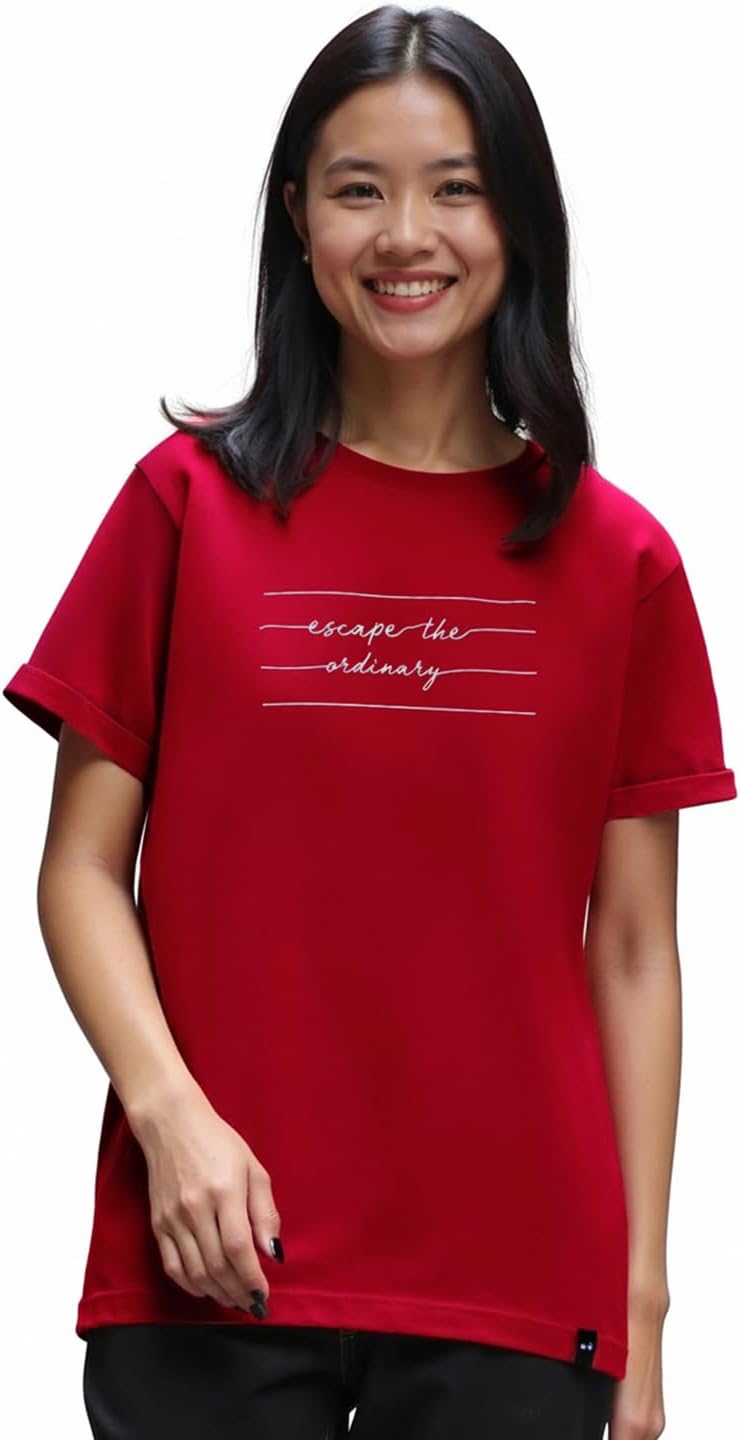 Women's Typography 100% Cotton T-Shirt - Boyfriend Fit, Round Neck, Half Sleeves