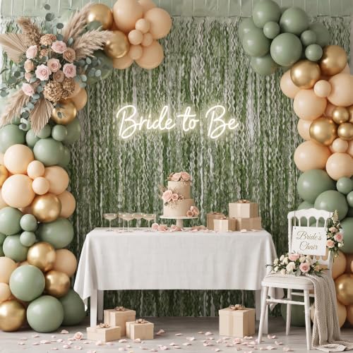 Image of TONIFUL 2Pcs Wavy Matte Sage Green Metallic Foil Fringe Curtains Streamers