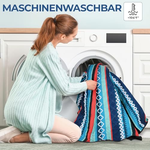 LIFERUN 200x300cm Maschinenwaschbar XXL Picknickdecke – Extra Groß Faltbare Picknick Blanket für 6-8 Personen, Stranddecke & Campingdecke mit Tragegriff, Grün Gestreift