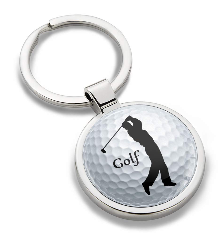 Skinoeu Men's Silver Skinoeu® Metal 3D Keyring Key Ring Chain Stainless Steel Gift Box Wo Keychain Bag Accessories Jewelry Handbag Golfer Golf Sport Kk 196
