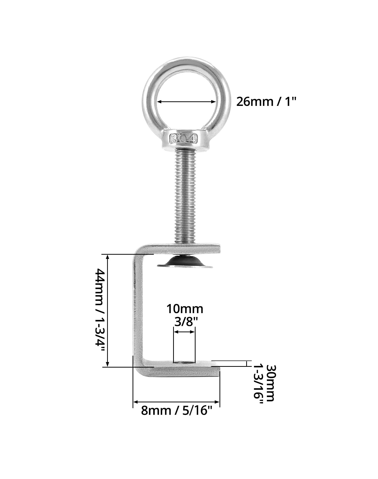 QWORK® 4Pcs 304 Stainless Steel Lifting Rings C Clamp, Heavy Duty C-clamp, for Home Improvement and Automotive Repair - Image 2