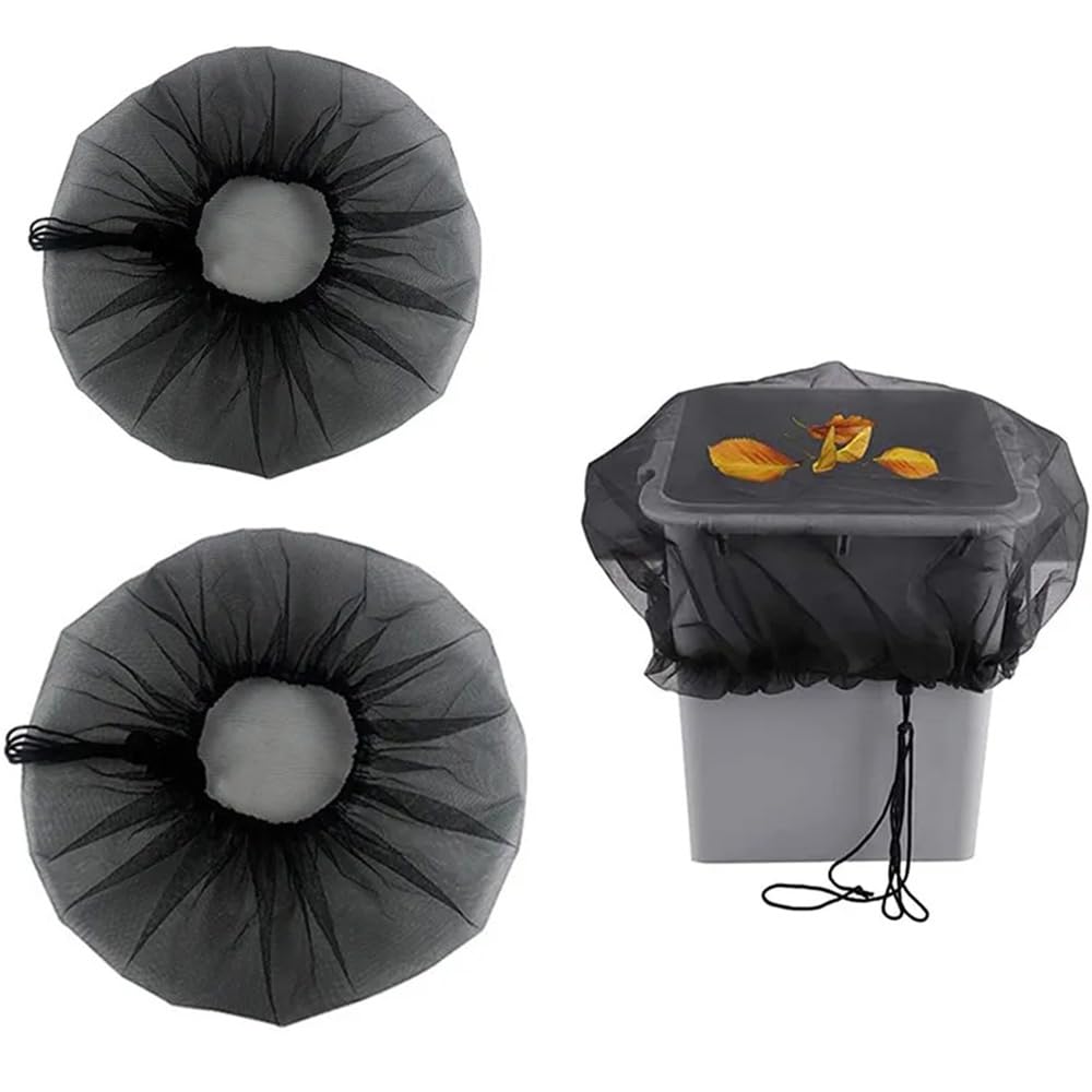 Set of 2 Rain Butt Netting, Rain Barrel Cover with Drawstring, Round Rain Barrel Cover, Protection Against Mosquitoes and Leaves (Diameter 80 cm + 95 cm)