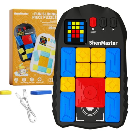 Wiederaufladbares Super-Slide-Puzzle-Spiel Klotski Gehirnspielzeug für Kinder und Teenager über 500 Herausforderungen für Jungen und Mädchen tragbare Reisespiele für alle Altersgruppen (schwarz)