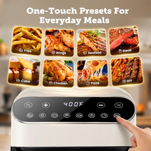 Image of Kismile 5QT Glass Air Fryer, 8 in 1 PFAS-Free Non Toxic AirFryers, Digital Touch Control, Portable Air Fryer with Precise Temperature Control & Timer, Up to 400F, 95% Less Oil.(Creamy White)