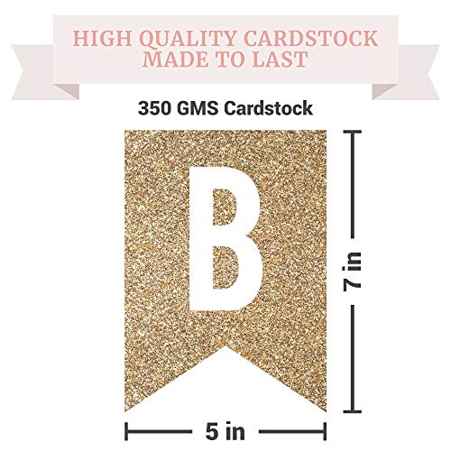 Image of Pre-Strung Happy 30th Birthday Banner - Gold Glitter Birthday Banner | No DIY - Gold Glitter 30th Party Decorations - Pre-Strung on 6 ft Strands - Bday Party Decorations & Decor