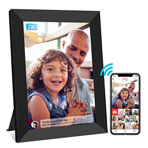 FRAMEO WiFi Digital Picture Frame 10 Inch 2048x1536 2K Ultra-Clear Display IPS Touch Screen, 16GB Storage, Auto-Rotate Easy to Share Photos or Videos via Free Frameo APP