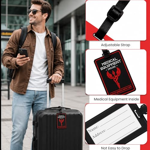 Image of Storite Pack of 2 Luggage Tags with Black Silicon Strap (Black & Red)