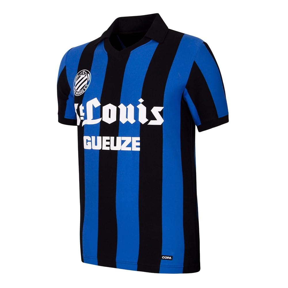 COPA - Retro Fußballtrikot Herren - Club Brugge 1981/82 - Schwarz - Blau - 100% Baumwolle