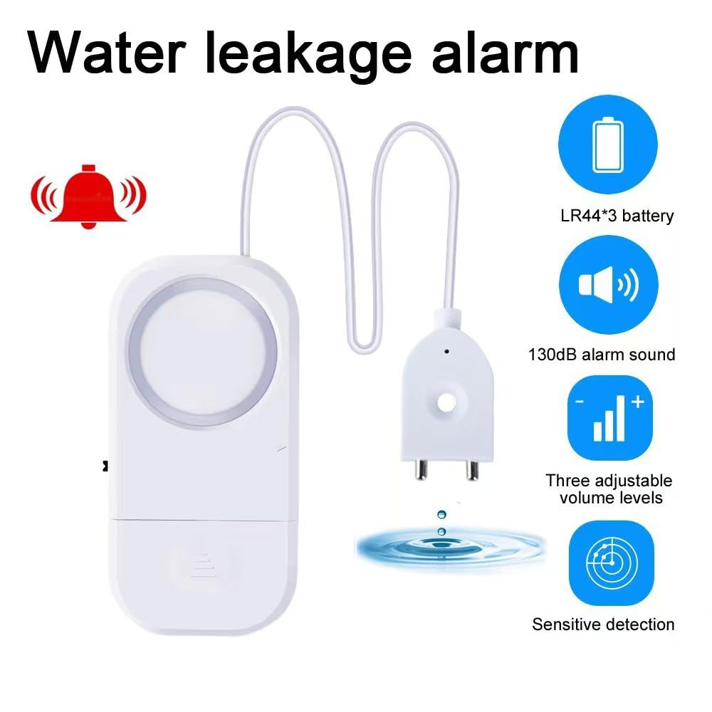 Detector inteligente de fugas de agua, alarma ajustable de 120 dB para el hogar, sensor de agua para sótano, alerta de fugas de agua, 3 unidades