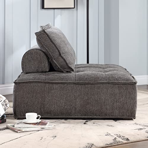 Merax Black Modern Comfy Floor Corner Leisure Sofa With Lumbar Pillow Armless Accent Chair For Living Room Bedroom Office, Set Of 1 #TOP2