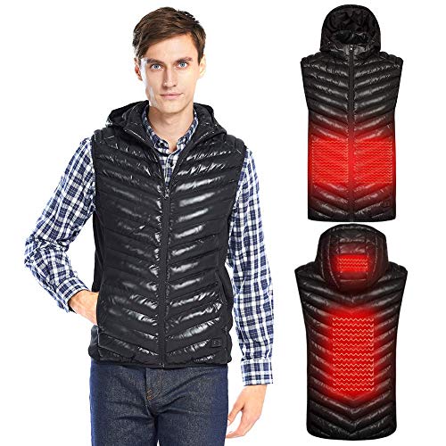 Beheizte Weste für Herren, Elektrische Beheizte Jacke USB Lade Heizweste, Warme Heat Jacke mit 3 Fakultativ Temperatur für