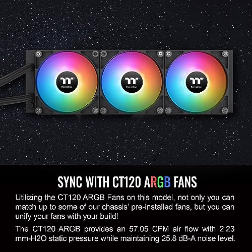 Image of Thermaltake TH360 ARGB Sync V2 CPU Liquid Cooler /AlO Liquid Cooling /Fan 120mm*3 /PWM 500~2000 RPM /Mirror Waterblock /MB ARGB Sync Control, CL-W362-PL12SW-A,Black