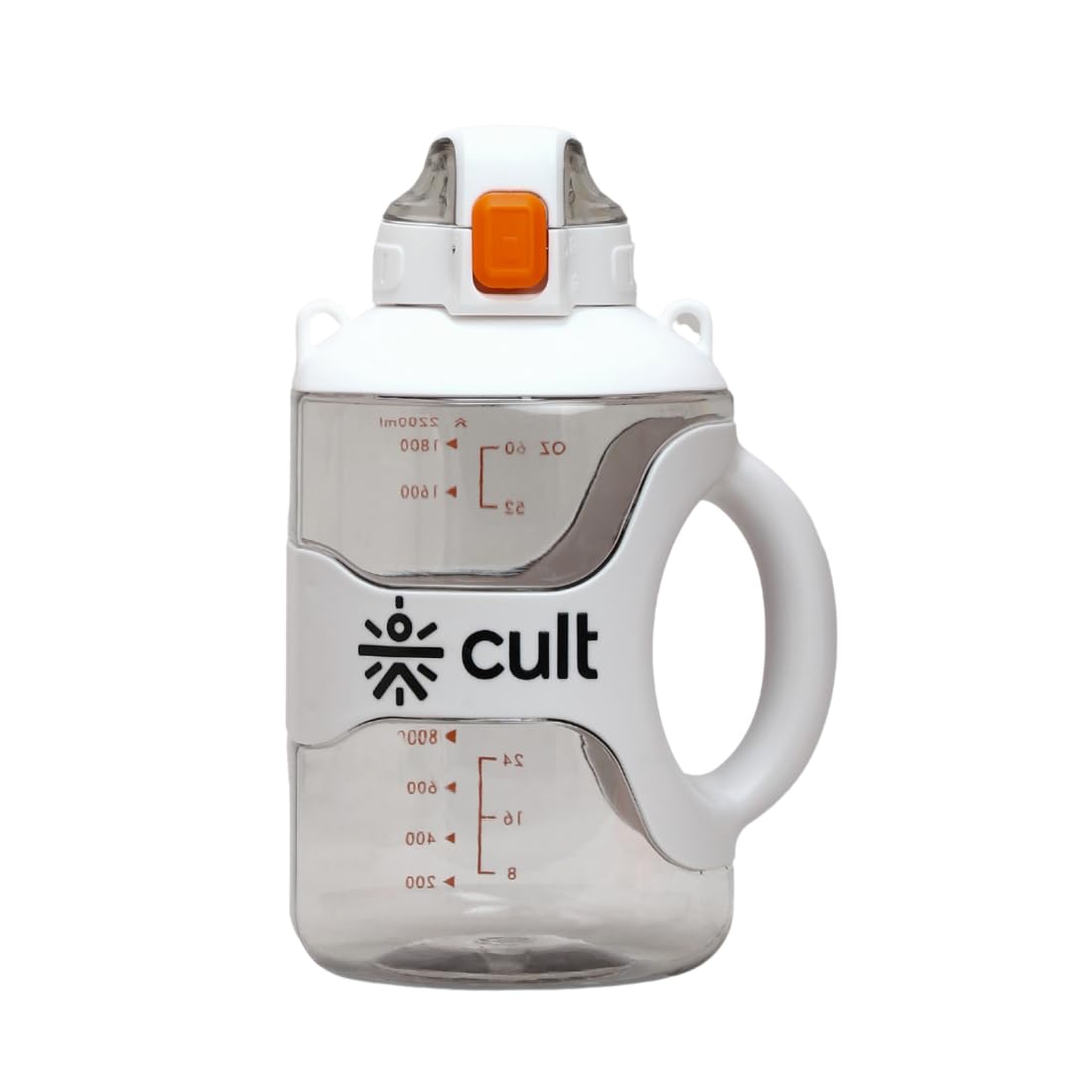 CULT 2 Litre Gym Water Jug & Gallon Bottle 2.2L | Large Water Bottle with Handle for Men & Women | Leakproof BPA-Free Sports Gallon Jug for Fitness & Workout (White)