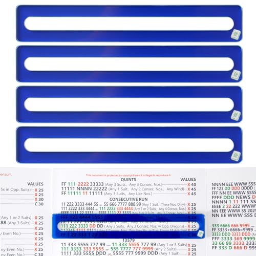 4 Pcs Blue Mahjong Line Finder, accesorio acrílico para Mahjong