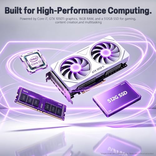 Image of Prebuilt Gaming PC Desktop, Intel Core I7 Desktop Computer up to 3.9 GHz | GTX 1050Ti 4G Graphics Card, 16GB RAM, 512GB SSD, WiFi, RGB Fan, Win11, Tower Computer for Game, Office and Study