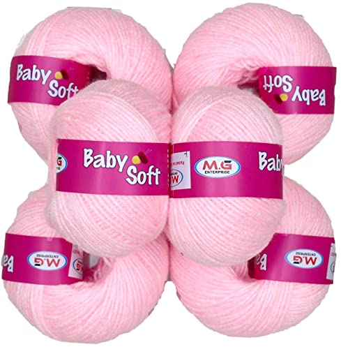 Image of M.G ENTERPRISE 100% Acrylic Wool Pink (8 pc) Baby Soft 4 ply Wool Ball Hand Knitting Wool /Art Craft Soft Fingering Crochet Hook Yarn, Needle Knitting Yarn Thread Dyed ddf