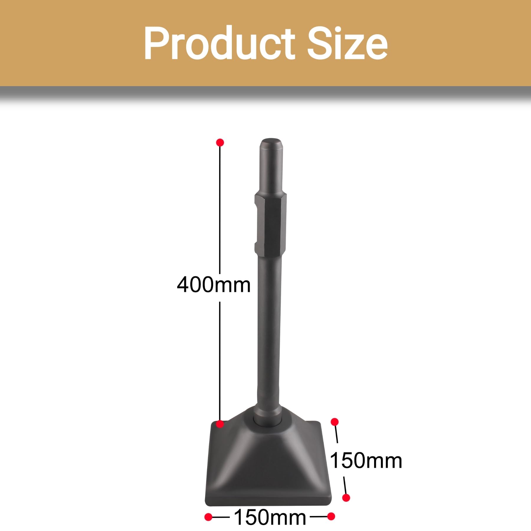 Martillo Apisonador Compactor, Anti Choque Hex Spline Placa de Apisonado, 410 x 150 x 150mm, Apisonador Empacador Constructor de Concreto Paisajista para Demoledor Martillo Demolidor Rompedor