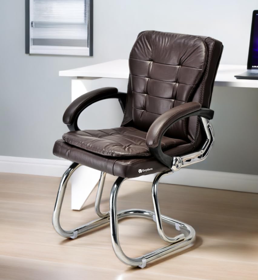 RATISON Stainless Steel Special Director Principal Manager Office Visitor Study Chair with Arm Rest with Double Pipe Frame and Cushioned Seat Back... - Image 4