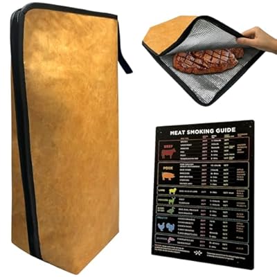 AKIZUKI JOO BBQ Blanket for Resting Meat, Insulated Meat Resting Bag with Wide Mouth, with Meat Smoking Guide for BBQ Smoking, Reusable Resting Blanket for Large Briskets/Turkeys/Pork Shoulders