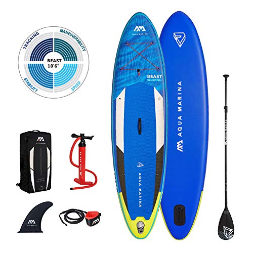 AM AQUA MARINA Stand Up Paddle Board aufblasbar im Set Beast 2021 iSUP 10’6” Stand-Up Paddling SUP-Board 320 x 81 x 15 cm