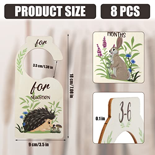 8pcs Baby Closet Dividers, Cute Wooden Month Closet Dividers with Animal Patterns Baby Clothes Organizer from Newborn to 24 Months Nursery Hanger Decor for Infant Clothing Storage - Image 3