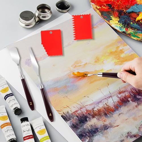 11 Spachtel Set für Strukturpaste Leinwand: 5 Spachtel für Acrylmalerei + 6 Palettenmesser Acrylmalerei Set, Malmesser Künstlerbedarf, Palette Messer Set, Zahnspachtel für Aquarell Ölgemälde Gouache