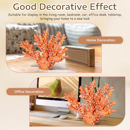 Escultura decorativa de coral de resina amarilla 13.4x9.4 pulgadas miniatura 5