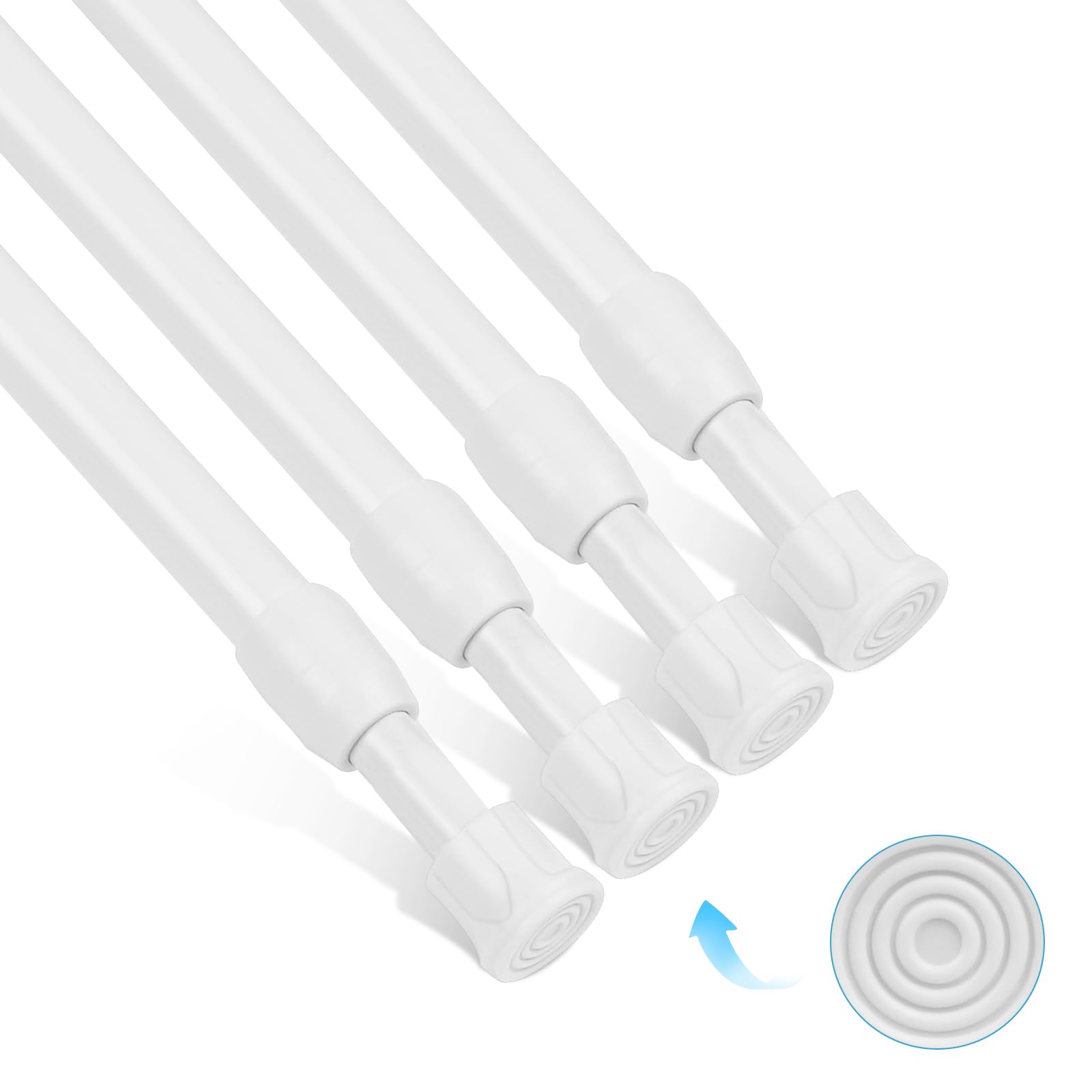 HOTUT 4 Pezzi Bastone per Tenda Estensibile, Bastone per Tenda da Doccia per Bagno 30-50cm, Metallo, Fissaggio Senza Trapano né Viti, Astine a Pressione, Utilizzato Come Asta per Tende/Diy Ripiano