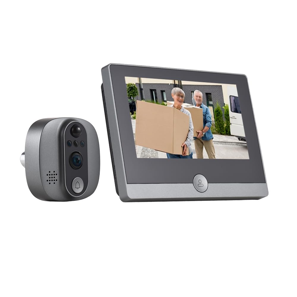 Swokely WiFi 1080P Video Doorbell Camera, 2.4GHz Peephole Camera Door Viewer with 4.3inch LCD Display, 120 Degree View Angle, Night Vision, Motion