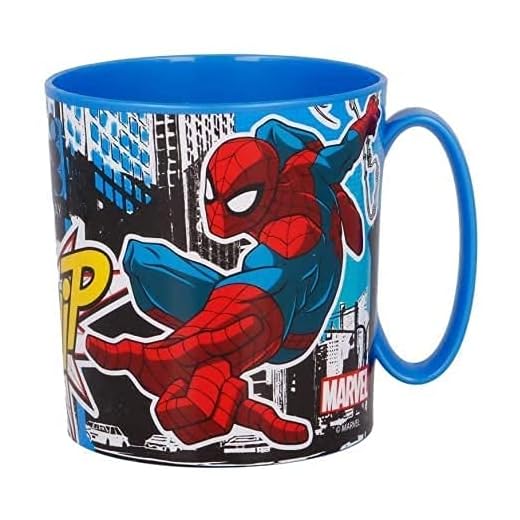 Taza vaso de plástico 350 ml para microondas con mango niños desayuno BPA-free (Spiderman)