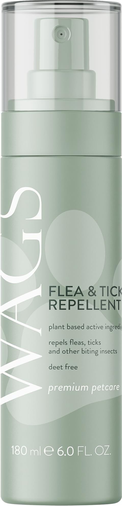 WAGS Premium Plant-Based Flea & Tick Repellent Spray, DEET-Free Natural Formula, 180ml/6.0 Fl. Oz, for Pets