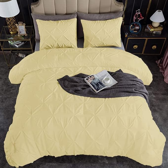 Calidad prémium tamaño Super King de gran tamaño (120 x 98 pulgadas), juego de edredón plisado de 3 piezas, 100 % algodón egipcio de 400 GSM, 800