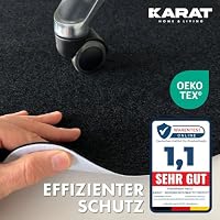 KARAT Bodenschutzmatte 100 x 120 cm, schwarz - Bürostuhl Unterlage aus Polyester, Bodenschutz, Unterlegmatte, Schutzmatte für Laminat, Parkett, Hartböden (Viking) – Ansicht 2