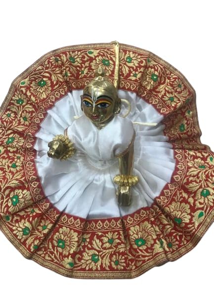 Poshak Dham Bal Gopal Krishna Laddu/Ladoo Gopal ji ki Poshak Beautiful Silk Dress Set of 3, Poshak, Choli & Patka (Idol Size 6)