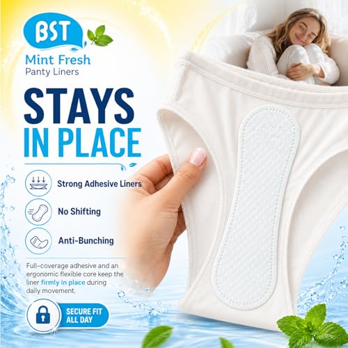 Image of BST Mint Fresh Wingless Panty Liners for Women, Invisible Breathable Ultra Thin Daily Pantiliner, Odor Fighting, Daily Feminine for Light Flow (6.1 Inch 80 Count, Packaging May Vary)