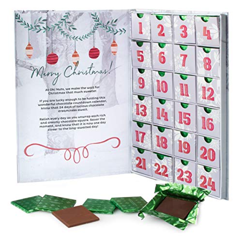 Oh! Nuts Milk Chocolate Advent Calendar 2021 – Fun Christmas Countdown – Thanksgiving Gifts for Kids, Teens, Girls, Boys & Adults - 24 Assorted Gourmet Holiday Dark truffles for Daily Indulgence