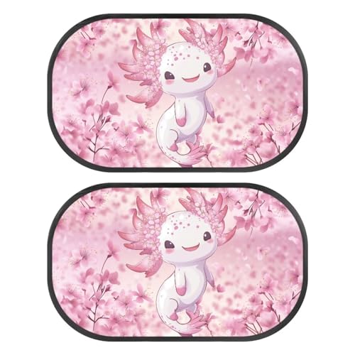 Tupalatus Axolotl 2-Piece Car Window Sun Shade for Baby Blocks Heat and UV Rays Keep Car Cooler Sun Blocker Cover for Baby Protection Pop-Up Portable Easy to Install