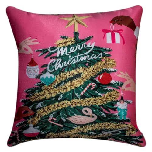 Image of Decorative Satin Sofa Cushion Covers Set of 5, 16 x 16 Inches, Multicolor Floral Printed Pillow Covers for Living Room, Bedroom, Couch & Sofa, Soft Glossy Fabric, Zipper Closure