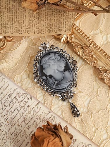 Image of MINACHI Vintage Victorian Design Queen's Cameo Antique Wedding Brooch Pin, Jewelry Gift for Women