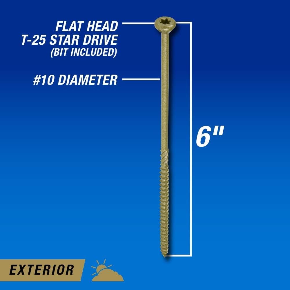 Flаѕh Dеаlѕ - 70% оƒƒ Power Pro 967785 Wood Screws, #10 x 6, Premium Outdoor Deck Screws, Rust Resistant, Epoxy Coated Bronze, 600pcs Box 70% оƒƒ Dіѕсоunt Power Pro 967785 Wood Screws, #10 x 6, Premium Outdoor Deck Screws, Rust Resistant, Epoxy Coated Bronze, 600pcs Box