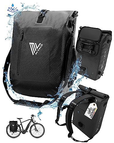 MIVELO - 3 in 1 Fahrradtasche - Rucksack - Schultertasche wasserdicht 100% PVC frei, mit gepolstertem Laptopfach, für Fahrrad