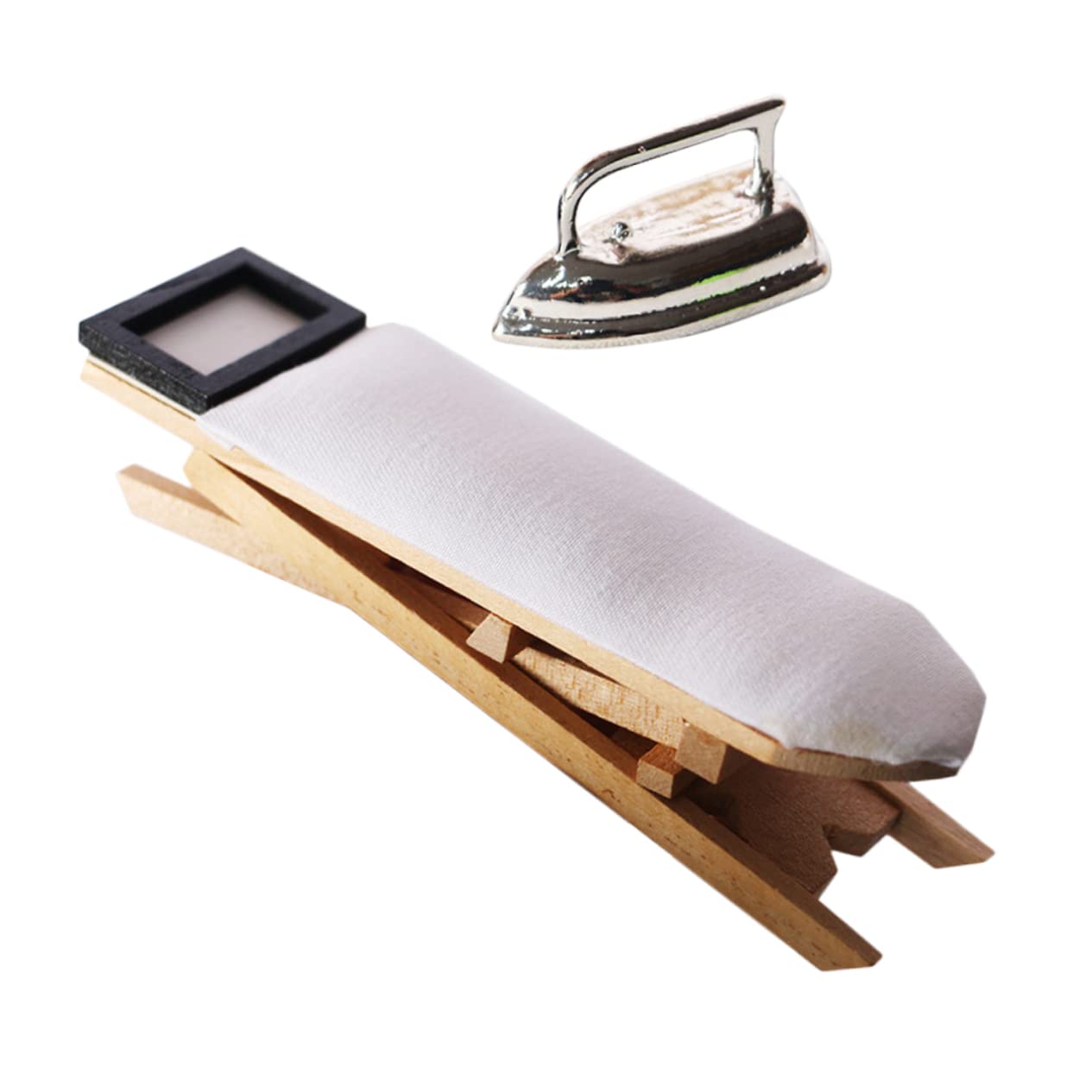 VICASKY 1 Set Miniature House Ironing Table Miniature Clothes Iron for Boys and Girls Silver Toy Set Decorative Mini Furniture