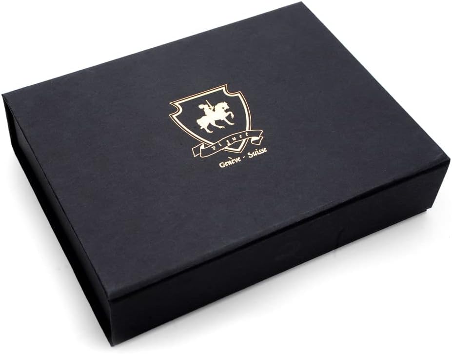 Piguet Genève – Luxury and Ergonomic Fountain & Rollerball Pen – Taurus Series - Medium Nib, Gold Trim, Blue Ink – Gift Boxed with Universal Refill & Converter (Rollerball Pen, Blavit)