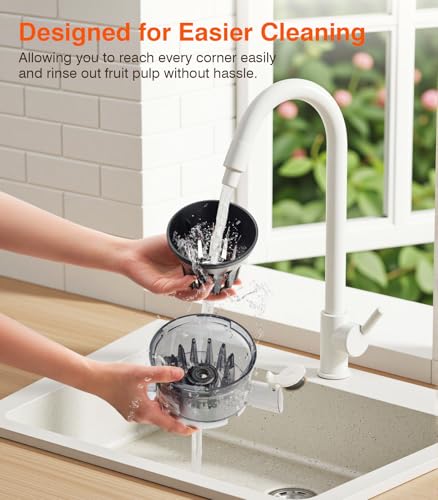 Cold Press Juicer, Zasmira Juicer Machines with Large Feeding Chute, Powerful Slow Juicer with Pulp Seperation, 99.6% Juice Purity, Easy to Clean, White