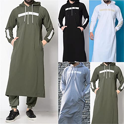 Muslim Saudi Arabia Abaya Mens Jubba Thobe Islamic Winter Dubai Long Robes Kaftan Sweater2