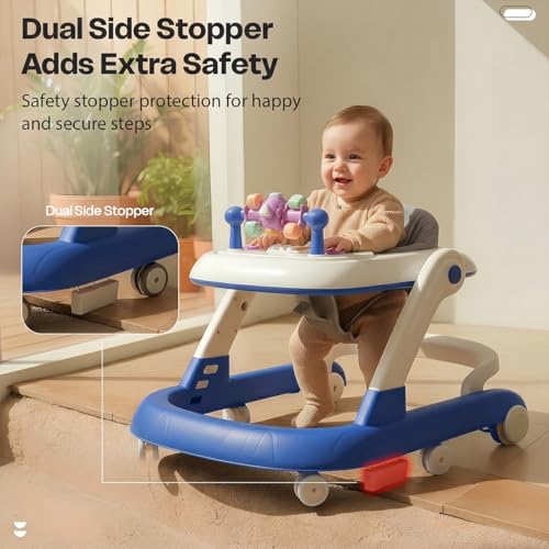 Image of StarAndDaisy Baby Walker for 6-18 Month Baby Boy & Girl /Height Adjustment, Musical Tray & Speed Control /Baby Walker for Kids with Safety Wheels and Comfortable Seat -Blue