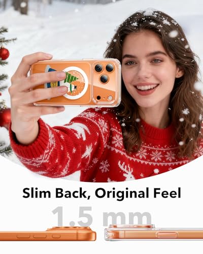 Image of ESR for iPhone 17 Pro Case, Camera Control Cover, Compatible with MagSafe, Shockproof Military-Grade Protection, Magnetic Phone Case for iPhone 17 Pro, Classic Hybrid Case, Christmas Globe