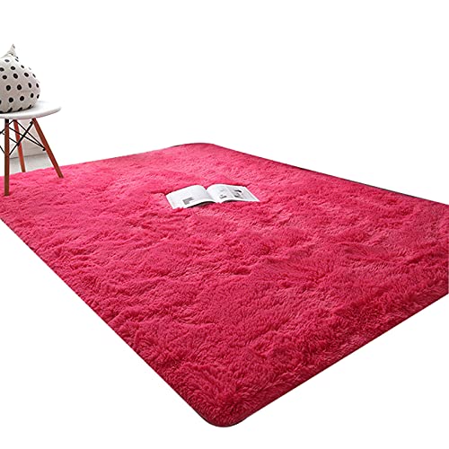 Alfombra Peluda Mullida Para La Sala De Estar, Alfombra De Alta Calidad, Súper Suave, Cálida, Lisa Y Gruesa, Para áreas De Lujo, Para Decoración Del Hogar Y El Dormitorio,Red-200 * 400cm-4.15kg