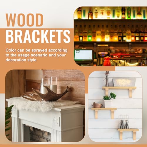 Image of Vercraft 2 Pcs Wood Corbels Wooden Shelf Brackets, Unfinished Paintable Bracket with Hanging Hook for Doorway Countertop Kitchen Cabinet Book Shelves, Rubber Wood (8 x 8 x 1.75 Inches)